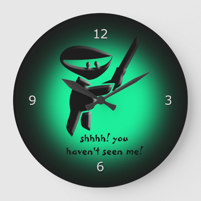 Grande Horloge Ronde assassin noir silencieux de ninja, armé et dangere (Recto)