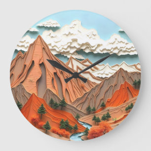 Grande Horloge Ronde Assemblage 03 : Montagnes Orange