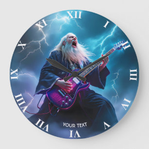 Grande Horloge Ronde Assistant Imaginaire Cute Lecture de la guitare