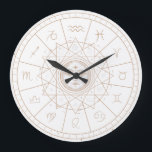 Grande Horloge Ronde Astrologie de l'or céleste Horoscope<br><div class="desc">Horloge de design de l'horoscope d'or céleste chanté.</div>