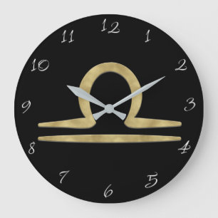 Grande Horloge Ronde Astrologie de naissance LIBRA Or Septembre Octobre