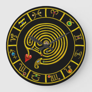 Grande Horloge Ronde Astrologie ZODIAC DE L'OR ASTRAL LABYRINTH