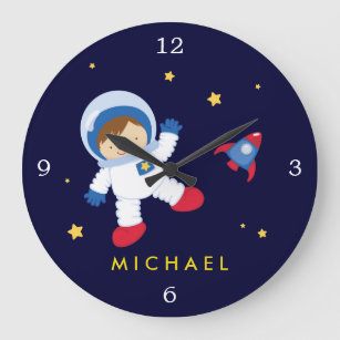 Grande Horloge Ronde Astronaut Boy Space Thème
