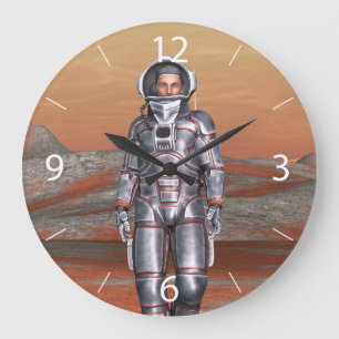 Grande Horloge Ronde Astronaute Mars - Explorateur de l'espace sur une