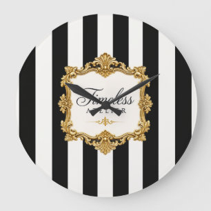 Grande Horloge Ronde Atelier Timeless Noir & Blanc Rayé