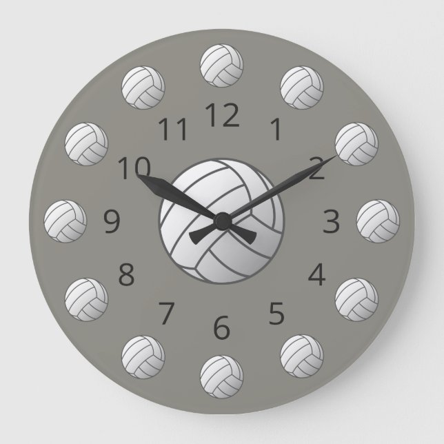 Grande Horloge Ronde Atom de volley-ball blanc avec nombre grande horlo (Recto)