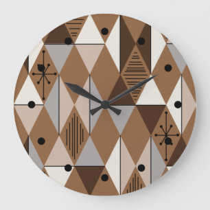 Grande Horloge Ronde Atomic Age Art Diamonds Brown