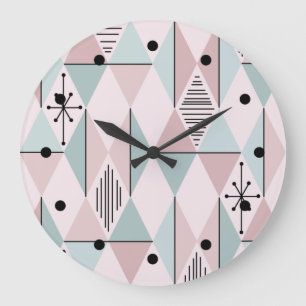 Grande Horloge Ronde Atomic Age Art Diamonds Pink Mint Green