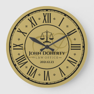 Grande Horloge Ronde ATTORNEY   Golden Personalizable Square Wal