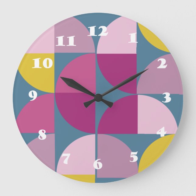 Grande Horloge Ronde au milieu du siècle doux psychédélique couleur ros (Recto)