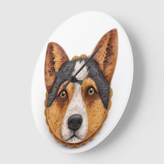 Grande Horloge Ronde Australian Cattle Dog 3D inspiré (Angle)