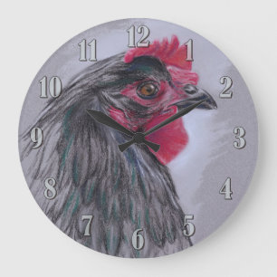 Grande Horloge Ronde Australorp noir Hen