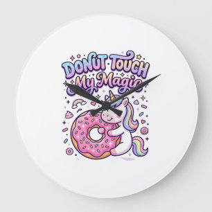 Grande Horloge Ronde Autocollant idée cadeau magique Licorne Donut Touc