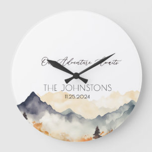 Grande Horloge Ronde Automne Automne Eau Neutre Couple Montagne