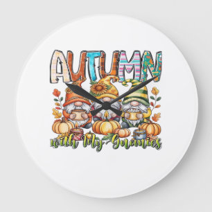 Grande Horloge Ronde Automne avec mes gnomes T-Shirt Classique.png