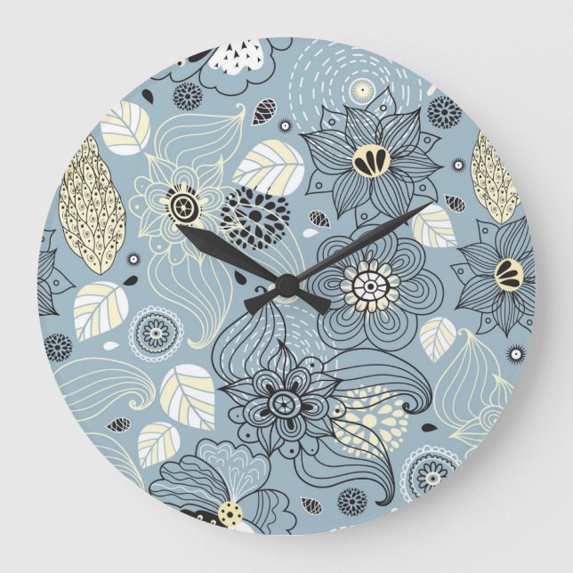 Grande Horloge Ronde Automne Floral : Design saisonnier élégant (Recto)