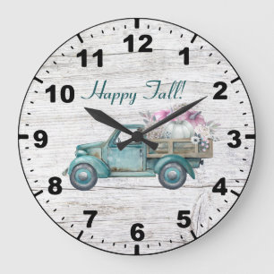 Grande Horloge Ronde Automne Russe Camion Turquoise Vintage Avec Citrou