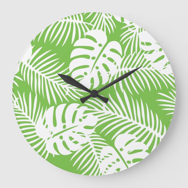 Grande Horloge Ronde automne tropical, motifs de feuilles d'été (Recto)