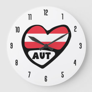 Grande Horloge Ronde Autriche Code pays AUT Drapeau Coeur