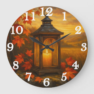 Grande Horloge Ronde Autumn lantern with maple leaves glow