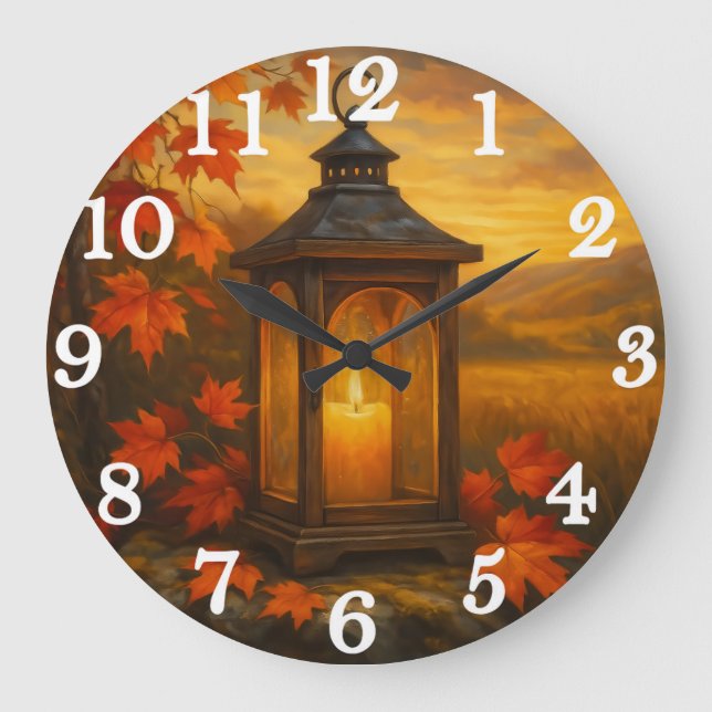Grande Horloge Ronde Autumn lantern with maple leaves glow (Recto)