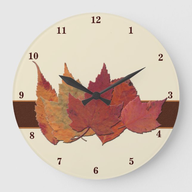 Grande Horloge Ronde Autumn Leaves on Ivory Clock (Recto)