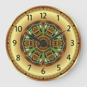 Grande Horloge Ronde Avant - Garde, Vert et Or, Design KNF 1 ~