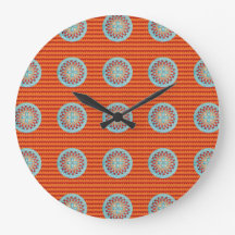 Grande horloge ronde avec Chevron orange