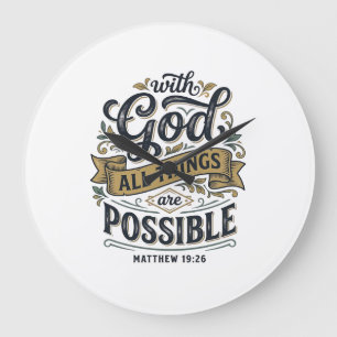 Grande Horloge Ronde Avec Dieu Toutes Choses Sont Possibles Vintage Chr