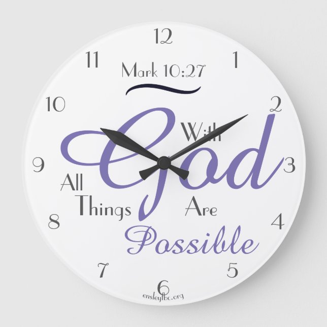 Grande Horloge Ronde Avec God All Things Are Possible ! (Recto)