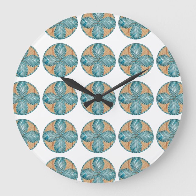 Grande horloge ronde avec la conception de fleur (Recto)