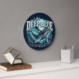 Grande Horloge Ronde Aventure de baleine BLEU PROFOND Océan