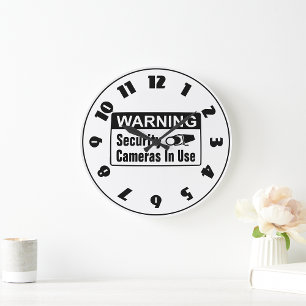 Grande Horloge Ronde Avertissement Caméra de sécurité en cours d'utilis