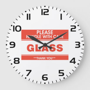 Grande Horloge Ronde Avertissement de manipulation soigneuse de verre f