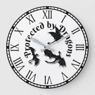 Grande Horloge Ronde Avertissement protégé par des dragons