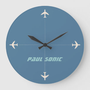 Grande Horloge Ronde avion avec nom