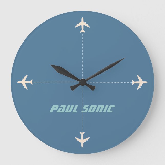 Grande Horloge Ronde avion avec nom (Recto)