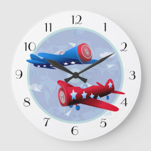 Grande Horloge Ronde Avion Vintage Aviateur Airforce Airshow