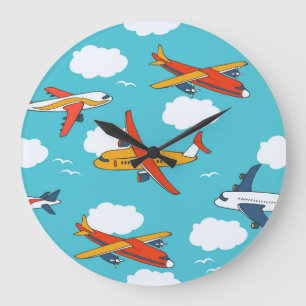 Grande Horloge Ronde Avions et nuages, arrière-groupe sans soudure pour