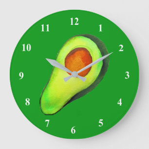 Grande Horloge Ronde Avocat vert addict art mignon