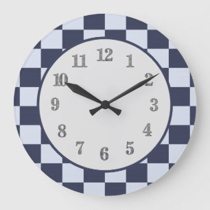 Grande Horloge Ronde Baby Blue Boy Geometry Carré Motif Quilt
