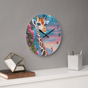 Grande Horloge Ronde Baby Giraffe