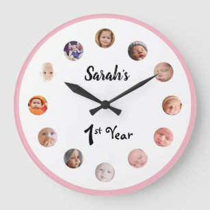 Grande Horloge Ronde Baby Girl's 1st year anniversaire 12 mois photos