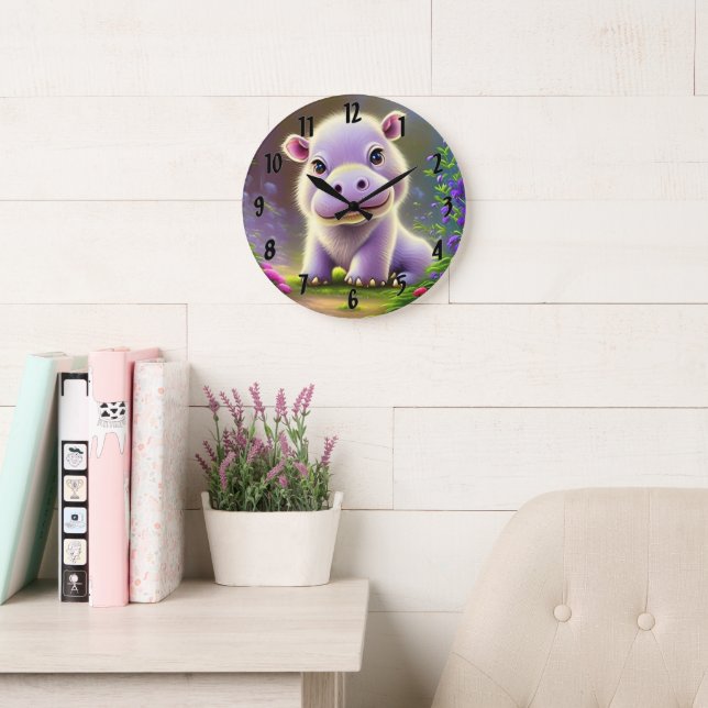Grande Horloge Ronde Baby Hippo (Salle de lecture)