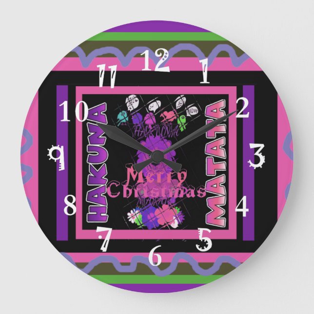 Grande Horloge Ronde Baby pink Beautiful Merry Christmas Hakuna Matata (Recto)