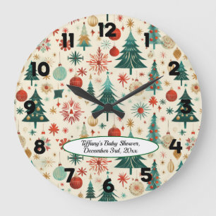 Grande Horloge Ronde Baby shower Motif d'hiver festif