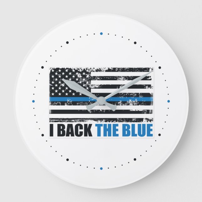 Grande Horloge Ronde Back the Blue Thin line USA Flag MAGA WWG1WA (Recto)