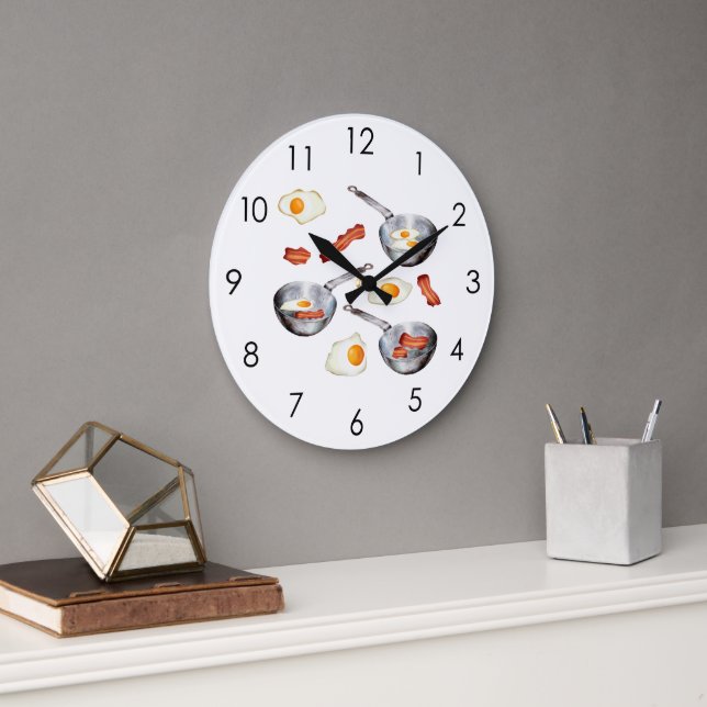 Grande Horloge Ronde Bacon & Oeufs Petit déjeuner Alimentation Cuisine (Bureau)