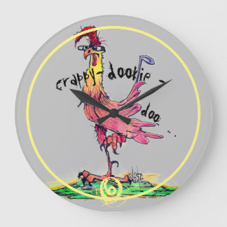 Grande Horloge Ronde Bad Attitude Rooster Who Doesn't Give A Crappy on