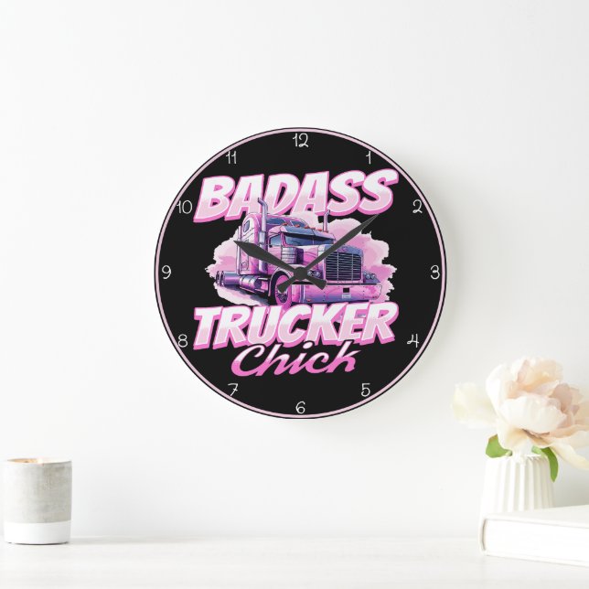 Grande Horloge Ronde Bade Trucker Chick Pink Power (Maison)